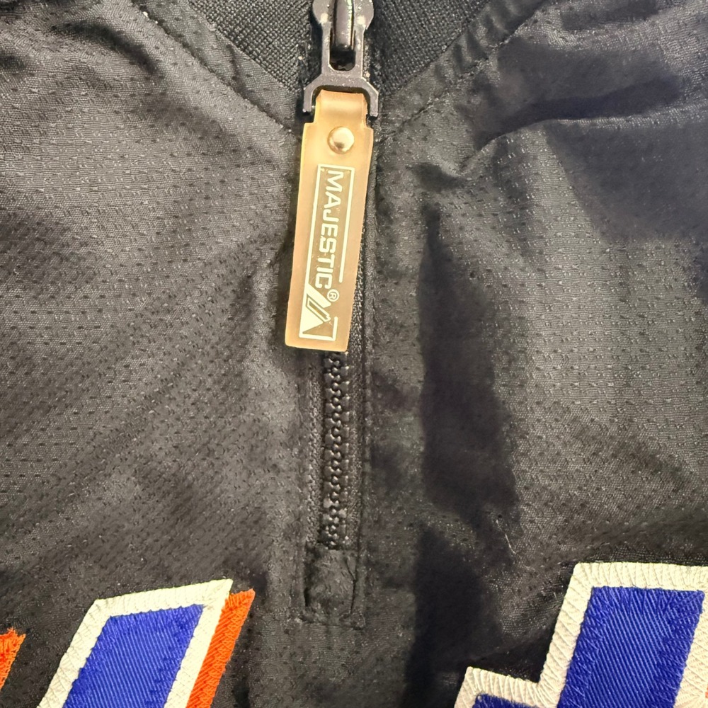 Vintage Majestic New York Mets MLB Jacket Mens L Black Dugout 1/4 Zip Baseball - Picture 16 of 16